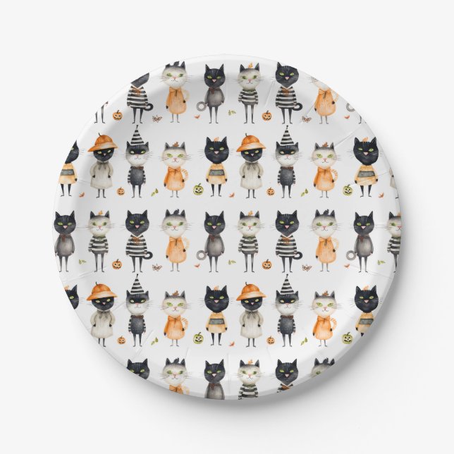 Halloween Cats Party Paper Plate Pappteller (Vorderseite)
