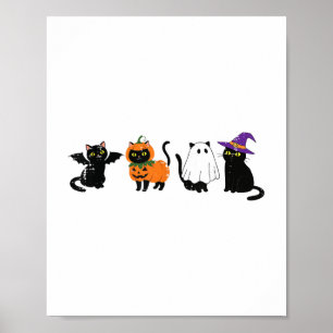 Halloween Cats Pumpkin Ghost Witch Kostümmädchen K Poster