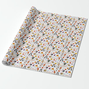 Halloween Cats Vintag Line Muster Geschenkpapier