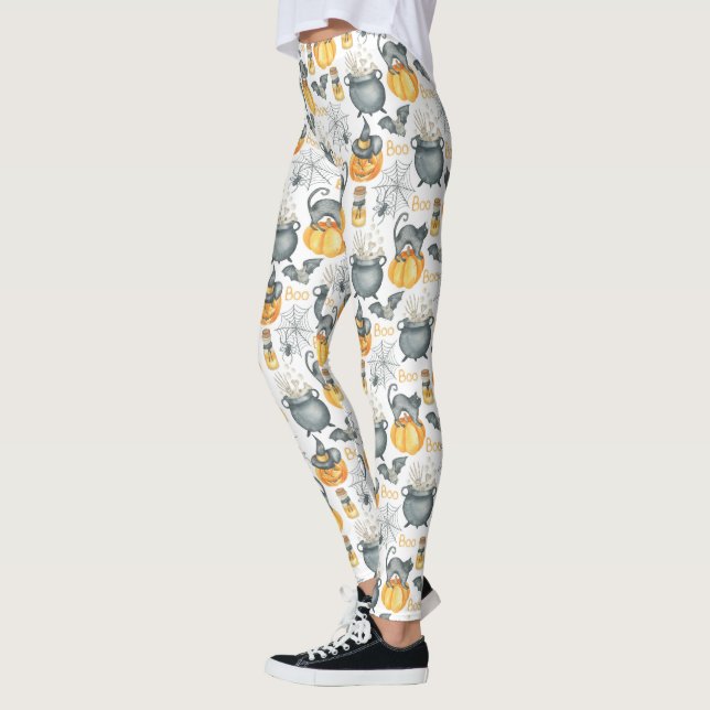 Halloween Cauldron und Cats Muster Leggings (Links)
