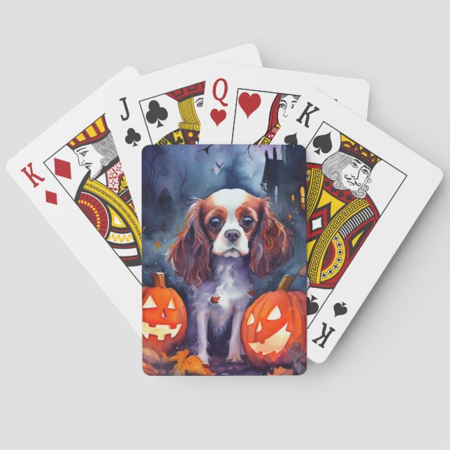 Halloween Cavalier King Charles Spaniel Pumpkins Spielkarten (Rückseite)
