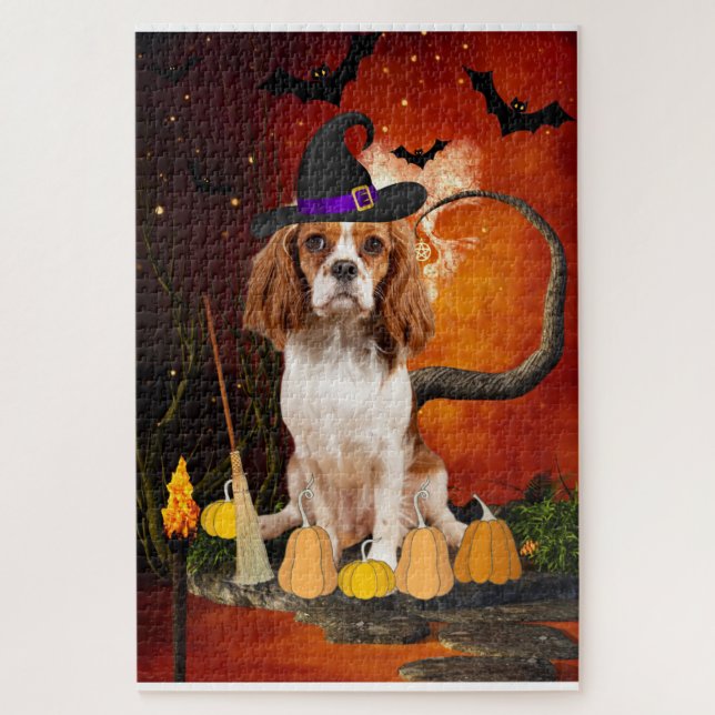 Halloween Cavalier King Dog Puzzle (Vertikal)