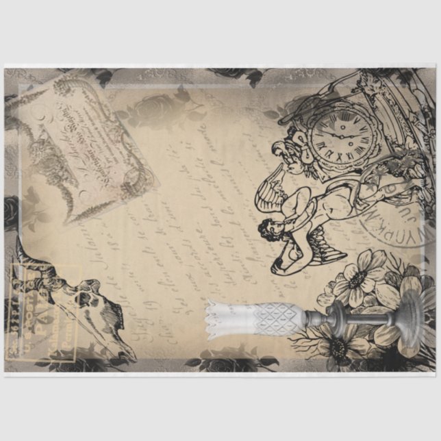 Halloween Celebration Time Vintag Ephemera Seidenpapier (Vorderseite)