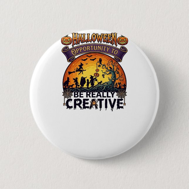 Halloween Chance Wirklich Kreative Hexe Tre Button (Vorderseite)
