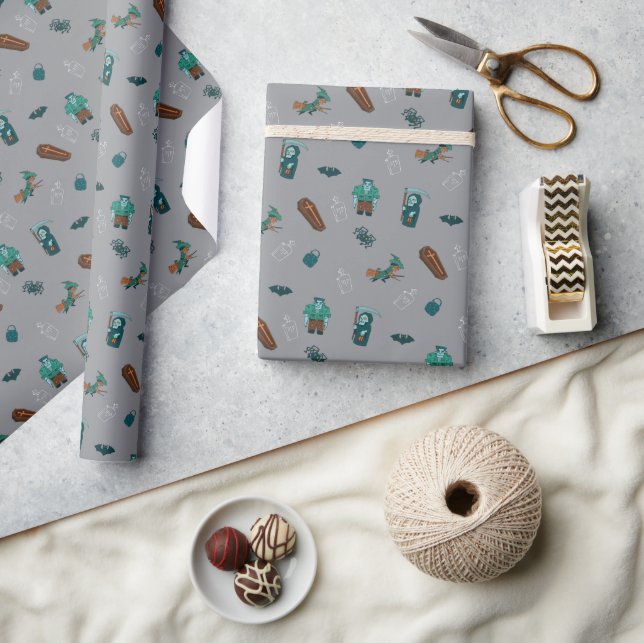 Halloween Character Pattern Geschenkwrap 🦇 🕸️ Geschenkpapier (Kunsthandwerk)