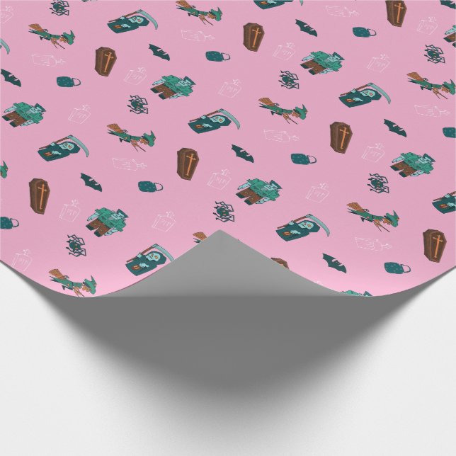 Halloween Character Pattern Geschenkwrap 🦇 🕸️ Geschenkpapier (Ecke)