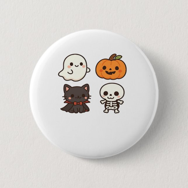 Halloween Characters - Ghost, Pumpkin, Black Cat & Button (Vorderseite)
