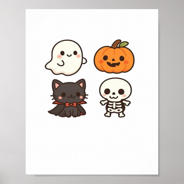 Halloween Characters - Ghost, Pumpkin, Black Cat & Poster (Vorne)