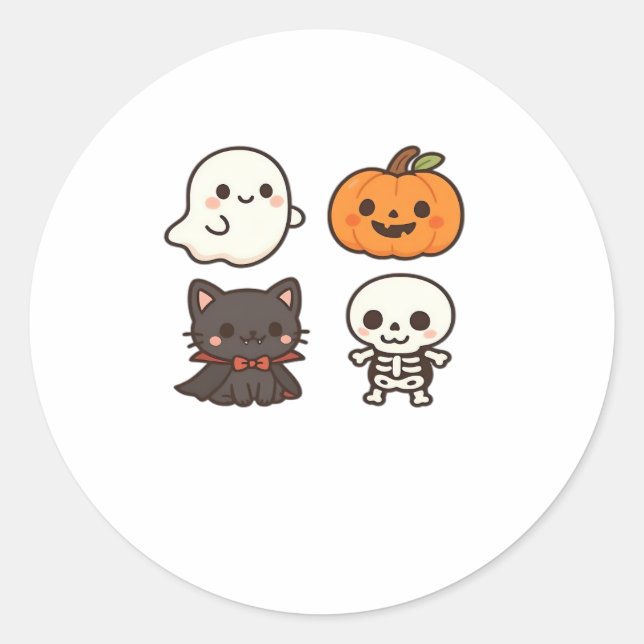 Halloween Characters - Ghost, Pumpkin, Black Cat & Runder Aufkleber (Vorderseite)