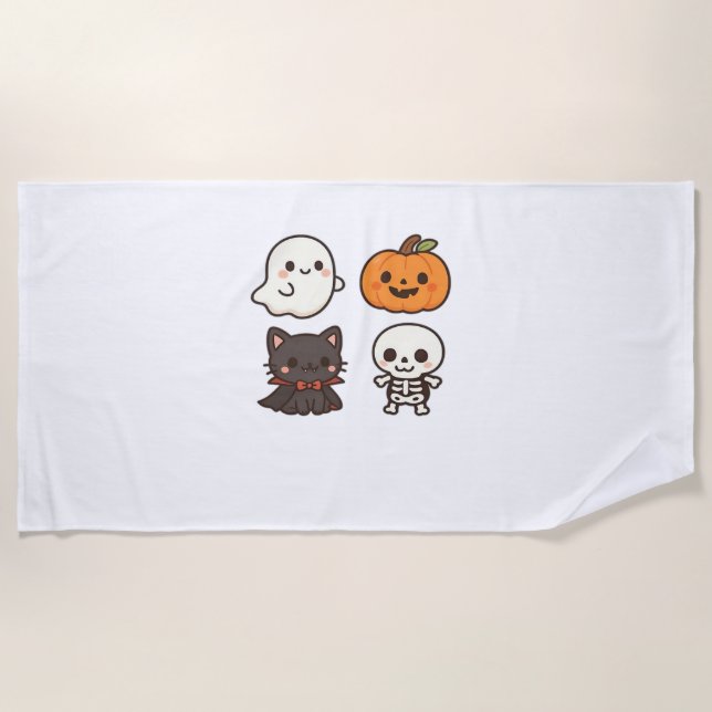 Halloween Characters - Ghost, Pumpkin, Black Cat & Strandtuch (Vorderseite)
