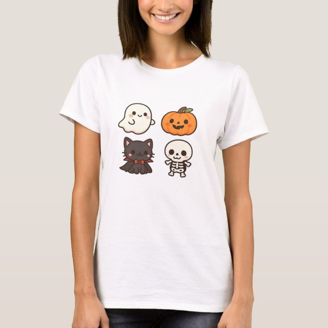 Halloween Characters � Ghost, Pumpkin, Black Cat & T-Shirt (Vorderseite)
