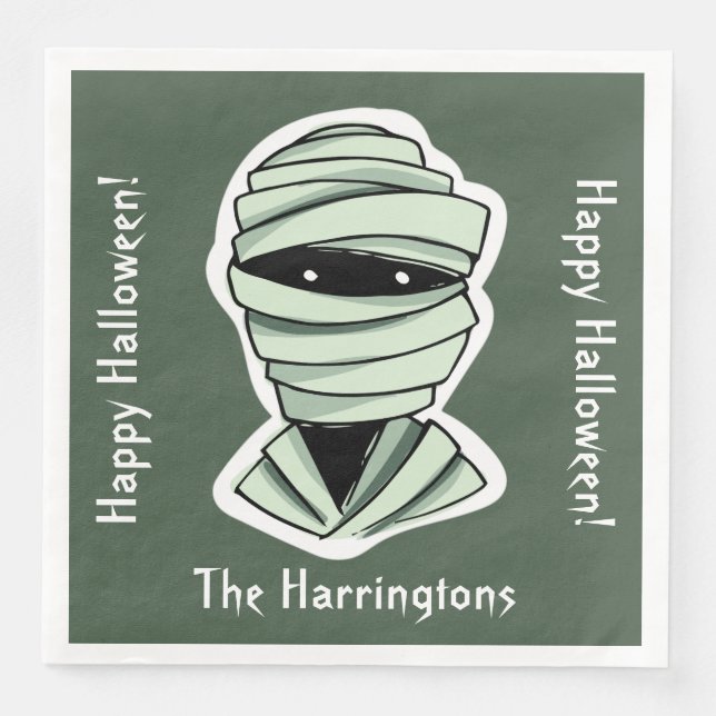 Halloween Characters individuelle Name, Text & Far Serviette (Vorderseite)