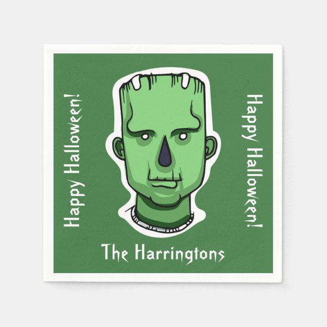 Halloween Characters individuelle Name, Text & Far Serviette (Vorderseite)