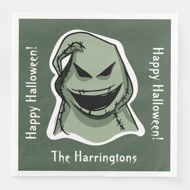 Halloween Characters individuelle Name, Text & Far Serviette (Vorderseite)