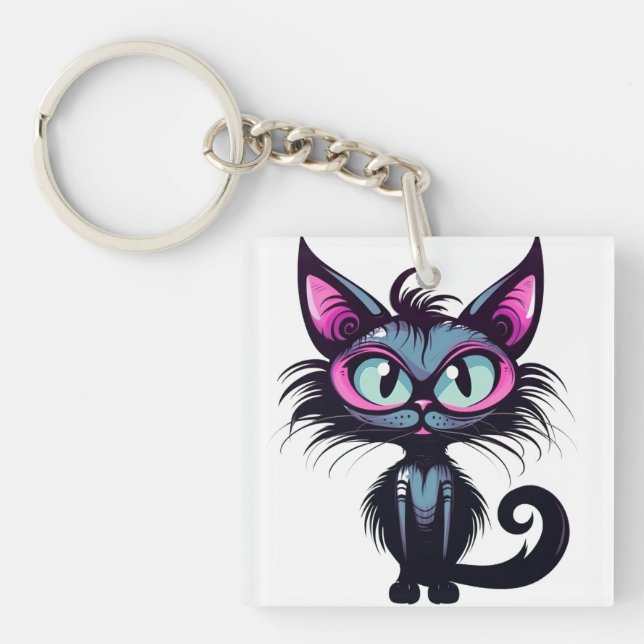 Halloween Chat #1 Digitale Kunst Schlüsselanhänger (Vorderseite)