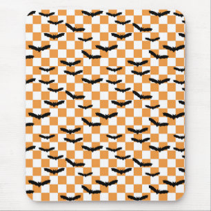 Halloween Checkerboard Spooky Fledermäuse Moderner Mousepad