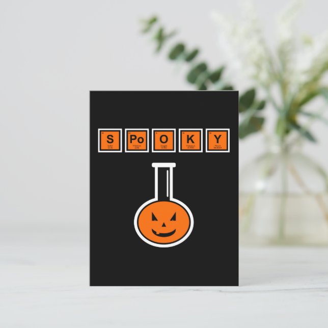 Halloween Chemie Spooky Pumpkin Postcard Postkarte (Stehend Vorderseite)