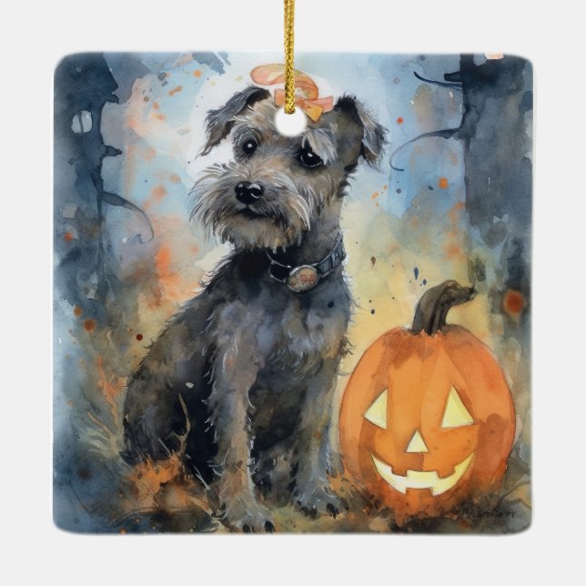 Halloween Chesapeake Bay Terrier mit Pumpkins Keramikornament (Rückseite)