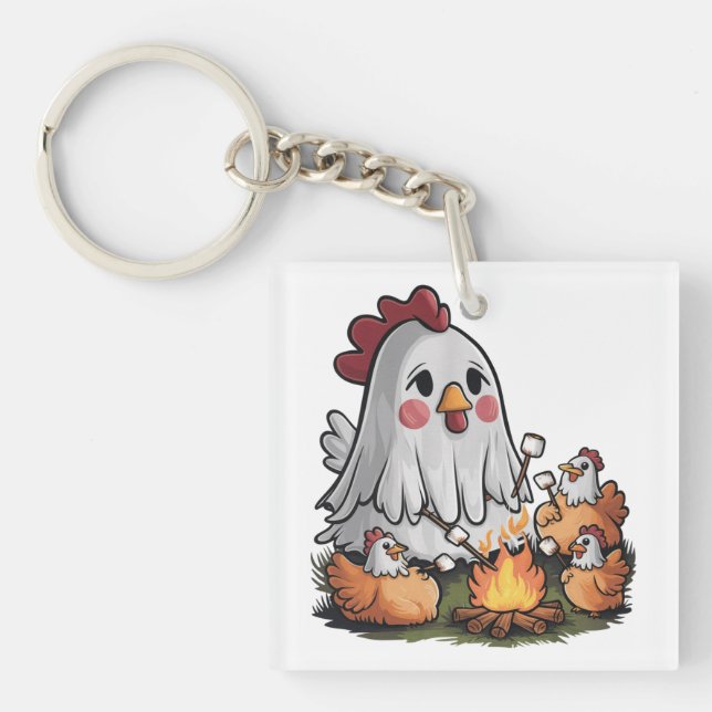 Halloween Chicken #5 Digitale Kunst Schlüsselanhänger (Vorderseite)