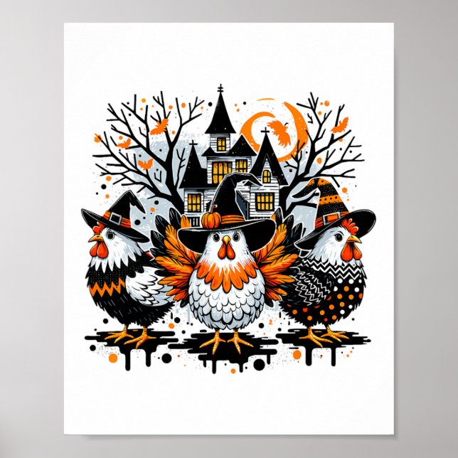 Halloween Chickens Bauer Chicken Girl Poster (Vorne)