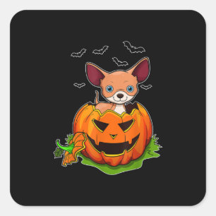 Halloween Chihuahua Dog Lovers Pumpkin Grunge Jack Quadratischer Aufkleber