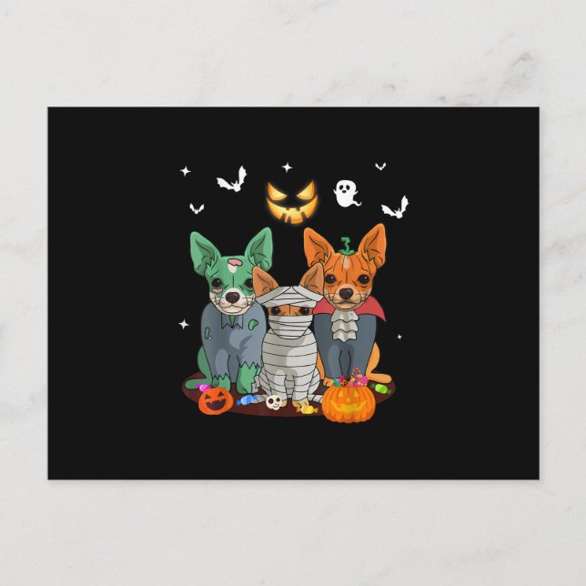 Halloween Chihuahua Hund Hexe Niedliche Geschenkgu Ankündigungspostkarte (Vorderseite)