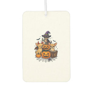 Halloween Chihuahua Hunde Kürbisse Hexenhut Zauber Autolufterfrischer