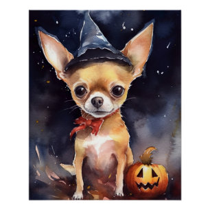 Halloween chihuahua mit Pumpkins Beängstigend Poster