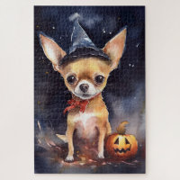 Halloween chihuahua mit Pumpkins Beängstigend