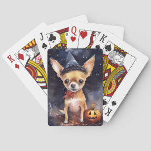 Halloween chihuahua mit Pumpkins Beängstigend Spielkarten