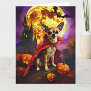Halloween Chihuahua Vampire Pumpkins Beängstigend Karte
