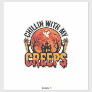 Halloween Chillen mit meinen Creeps Vintage T-Shir Aufkleber