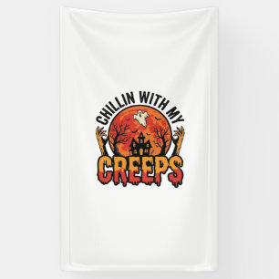 Halloween Chillen mit meinen Creeps Vintage T-Shir Banner