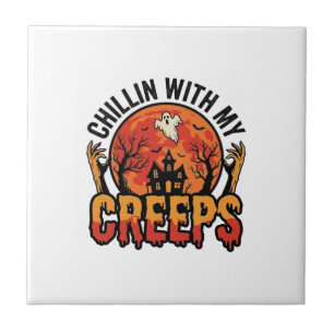 Halloween Chillen mit meinen Creeps Vintage T-Shir Fliese