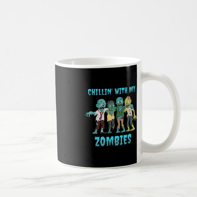 Halloween Chillin mit meinen Zombies Jungs Mädchen Kaffeetasse (Rechts)