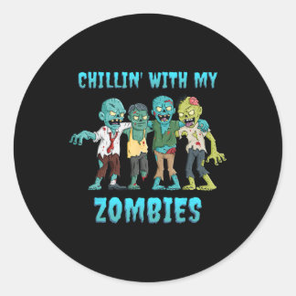 Halloween Chillin mit meinen Zombies Jungs Mädchen Runder Aufkleber