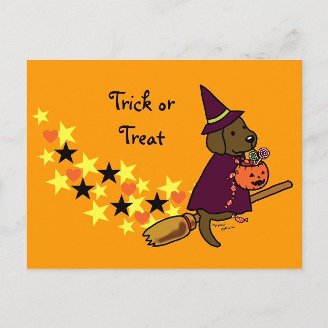 Halloween Chocolate Labrador Cartoon 1 Postkarte (Vorderseite)