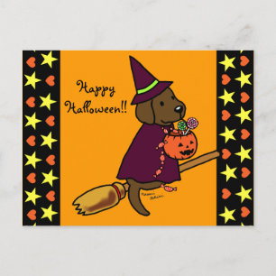 Halloween Chocolate Labrador Cartoon 1 Postkarte
