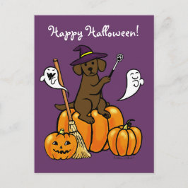 Halloween Chocolate Labrador Cartoon 2 Postkarte