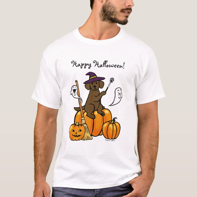 Halloween Chocolate Labrador Cartoon 2 T-Shirt (Vorderseite)