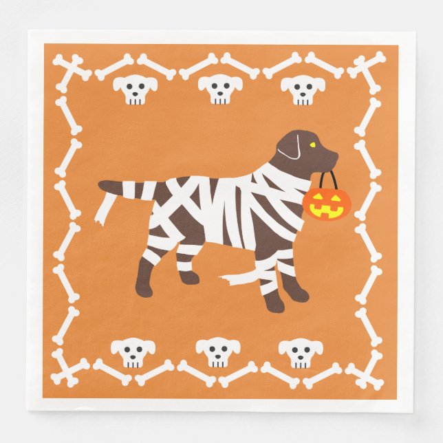 Halloween Chocolate Labrador Mummy Serviette (Vorderseite)