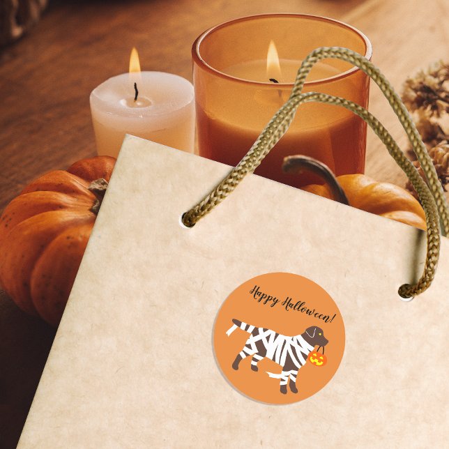 Halloween Chocolate Labrador Mummy Stickers (Halloween Chocolate Labrador Mummy Stickers for Labrador Owners.  Personalized.  Funny dog design.)