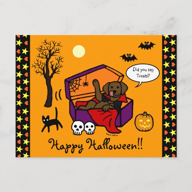 Halloween Chocolate Labrador Vampire Postkarte (Vorderseite)