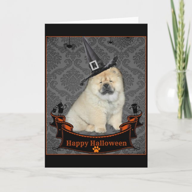 Halloween-Chow-Chow Karte (Vorderseite)