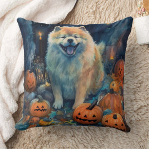 Halloween Chow Chow mit Pumpkins Beängstigend Kissen