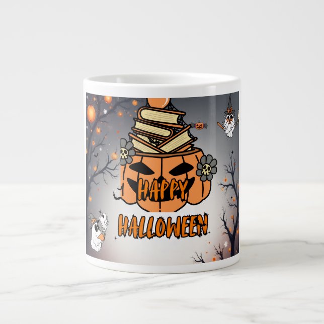 Halloween – citrouille sombre et sorcier Jumbo-Tasse (Vorderseite)