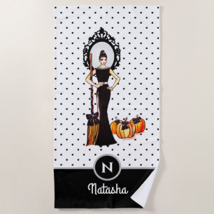 Halloween Classic Elegant Long Black Dress Fashion Strandtuch