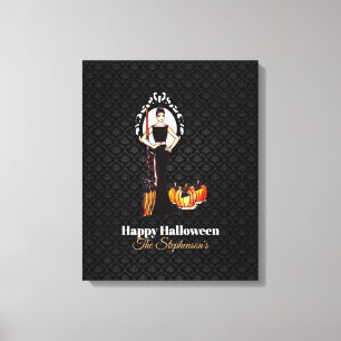 Halloween Classic Elegant Long Black Dress Leinwanddruck