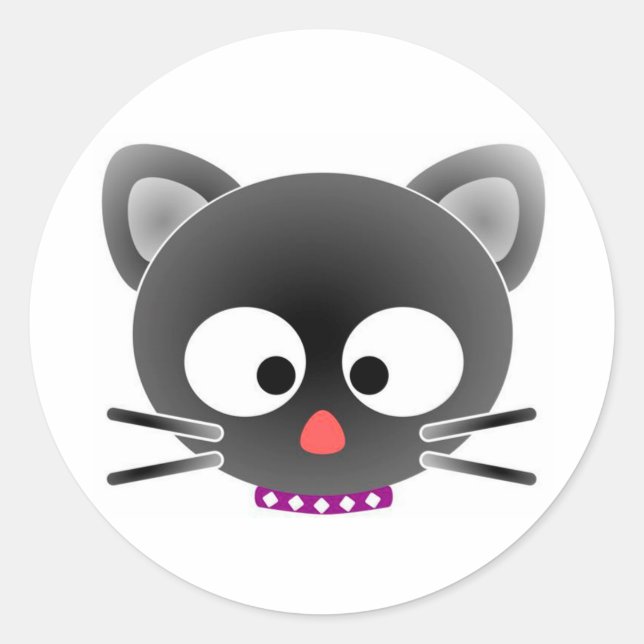 Halloween Classic Round Sticker/Cat Face Runder Aufkleber (Vorderseite)
