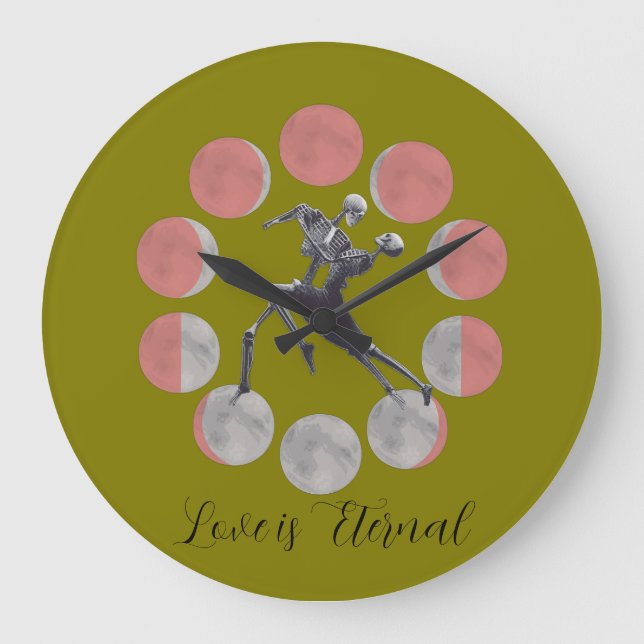 Halloween Clock - Celebrating Love is Eternal Große Wanduhr (Vorderseite)